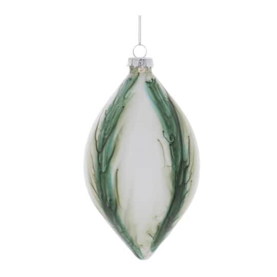 Melrose White & Green Glass Ornament Set